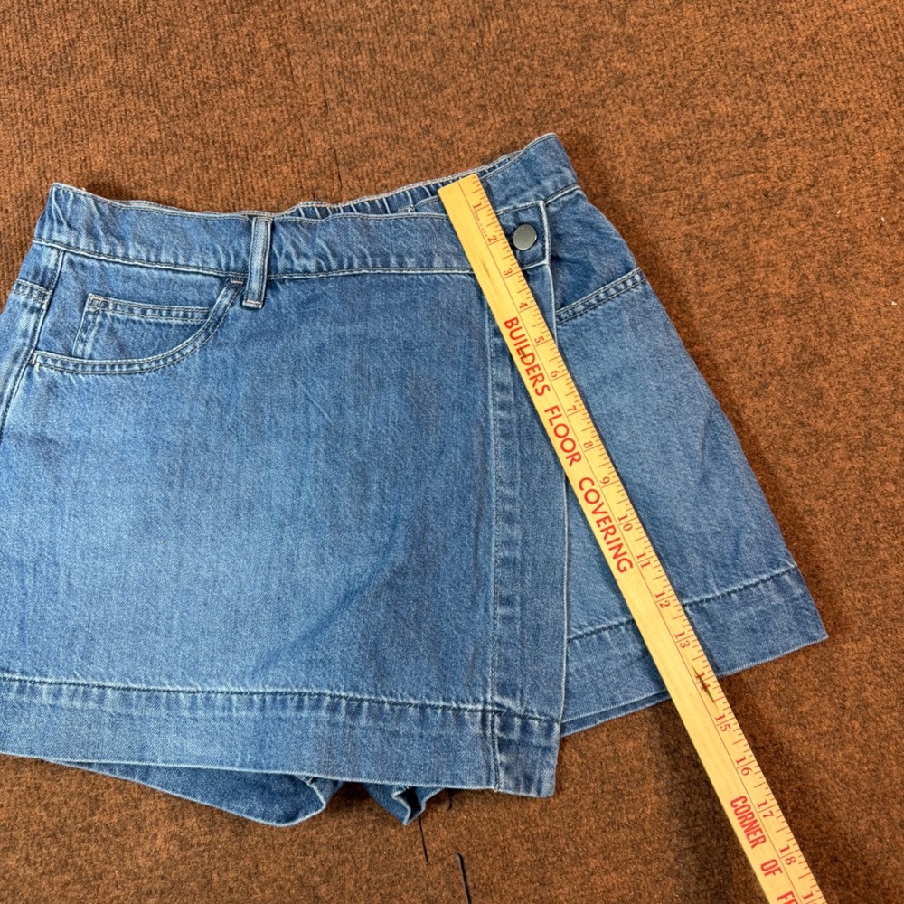 A+ Uniqlo Denim Skort Medium Wash Wrap Front Elastic Back 221-477522 Blue Size M - Picture 5 of 7